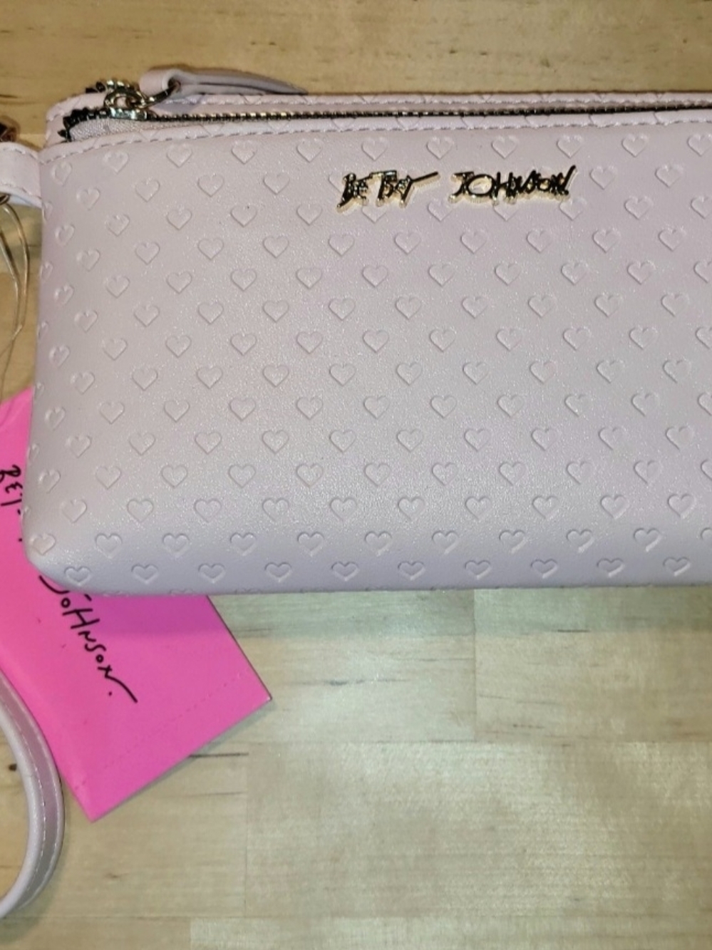 Betsey Johnson Pink Heart-Embossed Crossbody Bag